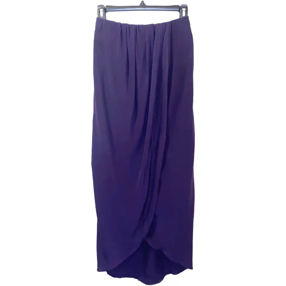 Olivaceous 100% silk layered plum maxi skirt - Picture 15 of 16